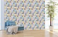 TAPETA do salonu sypialni MOSAICA pastelowe kafelki imitacja