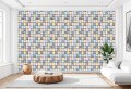 TAPETA do salonu sypialni MOSAICA pastelowe kafelki imitacja
