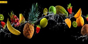 NAKLEJKI DO KUCHNI NA ŚCIANĘ LAMINAT Owoce w Wodzie