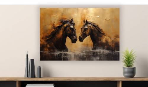 Obraz na płótnie MALOWANE KONIE nowoczesny canvas DO SALONU