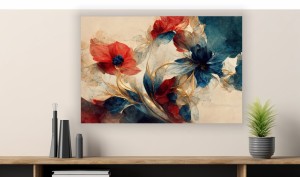 OBRAZ na płótnie ABSTRAKCYJNE KWIATY MAKI nowoczesny do salonu