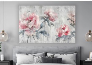 Obraz na płótnie ścienny KWIATY JAK MALOWANE BETON DO SALONU