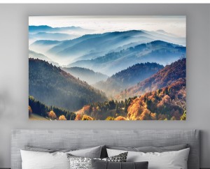 OBRAZ NA PŁÓTNIE JESIENNY KRAJOBRAZ GÓRSKI MGŁA NATURA do domu 