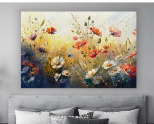 OBRAZ NA PŁÓTNIE POLNE KOLOROWE KWIATY NATURA do salonu sypialni 