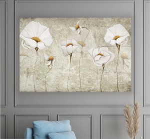Obraz na płótnie DELIAKTNE JASNE KWIATY NA BETONIE do salonu sypialni
