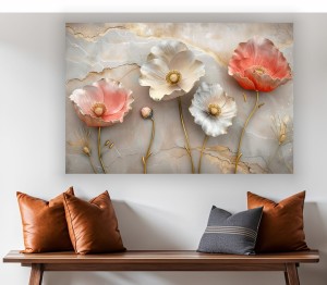 Obraz MARMUR KWIATY MAKI KAMIEŃ do salonu sypialni