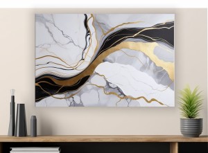 Obraz MARMUR IMITACJA CZARNY ZŁOTO nowoczesny do salonu