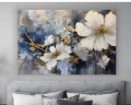 Obraz KWIATY FLOWERS beton granat nowoczesny DO SALONU na płótnie