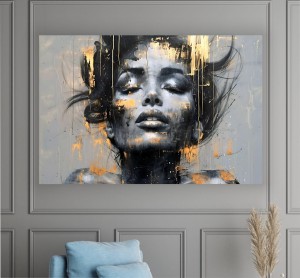 Nowoczesny obraz na płótnie do salonu ZŁOTO TWARZ KOBIETY