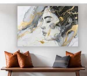 Nowoczesny obraz na płótnie do salonu KOBIETA ZE ZŁOTEM