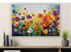 KWIATOWY obraz na płótnie MAKI NA ŁĄCE do salonu sypialni