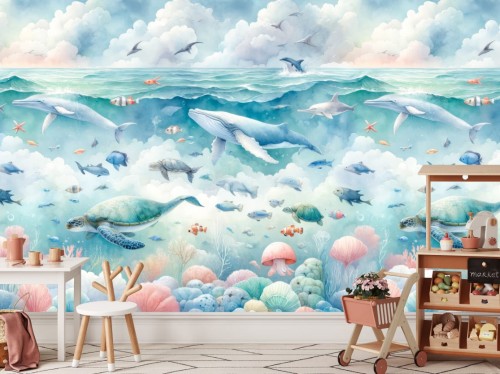 FOTOTAPETA dziecięca OCEAN ZWIERZĘTA PODWODNY ŚWIAT RAFA  
