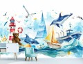 FOTOTAPETA dziecięca do pokoju ZWIERZĘTA OCEANU sztorm na morzu