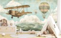 FOTOTAPETA dziecięca do pokoju dla chłopca SAMOLOT SZYBOWIEC RETRO
