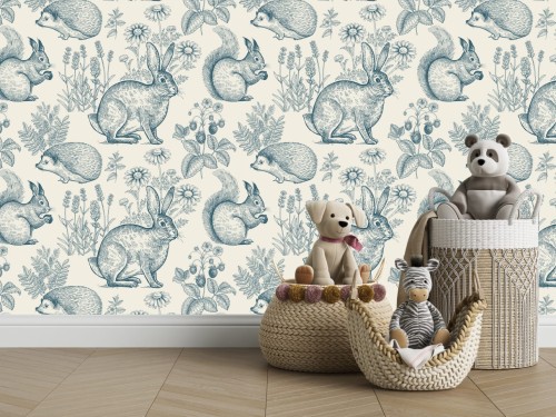 TAPETA dla dzieci zwierzątka las FOREST skandynawskie zwierzątka