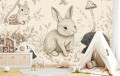 FOTOTAPETA dziecięca do pokoju retro ZWIERZĘTA LEŚNE KRÓLICZEK 