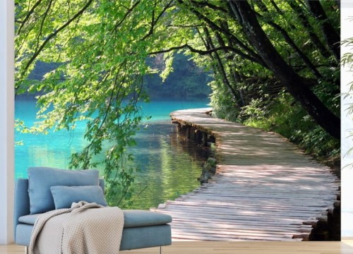 FOTOTAPETA pomost szmaragdowe jezioro do salonu sypialni NATURE 