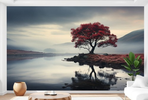 FOTOTAPETA drzewo mgła do salonu sypialni ALBERO 