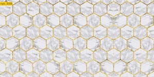 NAKLEJKI DO KUCHNI NA ŚCIANĘ LAMINAT Złote Heksy Marmur 