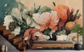 FOTOTAPETA liście do salonu retro kolory FLORES