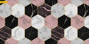 NAKLEJKI DO KUCHNI NA ŚCIANĘ LAMINAT Heksy Róż Marmur