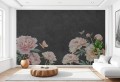 FOTOTAPETA czarny beton kwiaty piwonie BLOOMS 