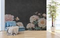 FOTOTAPETA czarny beton kwiaty piwonie BLOOMS 
