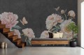 FOTOTAPETA czarny beton kwiaty piwonie BLOOMS 