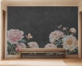 FOTOTAPETA czarny beton kwiaty piwonie BLOOMS 