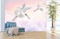 FOTOTAPETA Żurawie na niebie pastelowym CRANES 