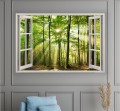 Obraz okno las drzewa słońce widok przez OKNO  