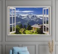Obraz widok za oknem góry alpy 