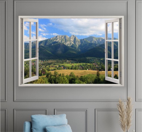 Obraz okno 3D zakopane panorama widok przez OKNO   