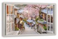 Obraz okno  japonia sakura widok przez OKNO  