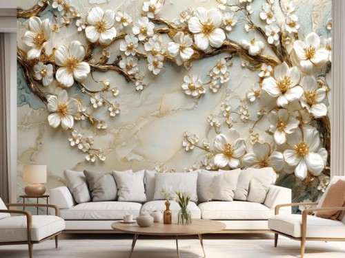 FOTOTAPETA kwiaty gałąź FLORAL TREE 3D do salonu sypialni 