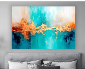 OBRAZ ABSTRAKCJA ZŁOTO NIEBIESKI na ścianę do salonu sypialni 