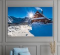 Obraz domek w górach góry zimą do salonu sypialni 