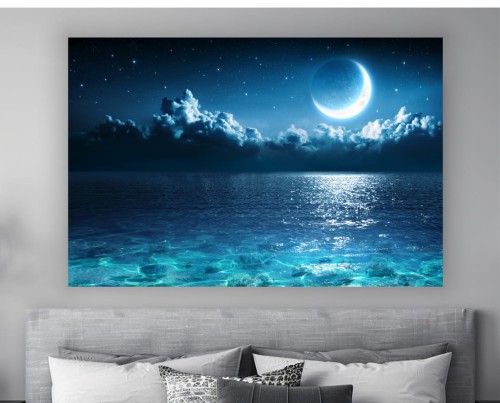 Obraz na płótnie do sypialni księżyc nad oceanem 