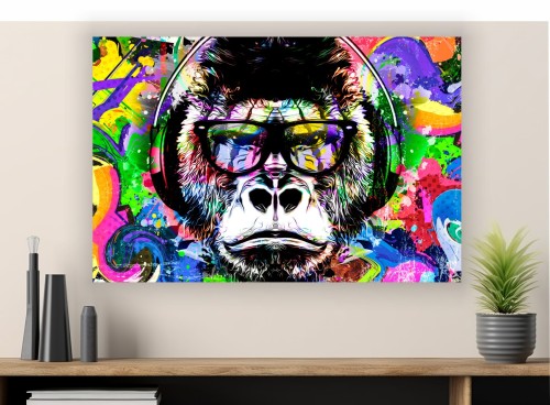 Obraz 3d abstrakcyjna małpa monkey na płótnie canvas kolory
