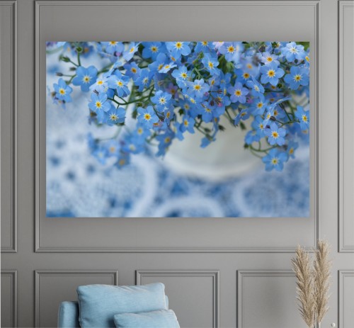 Obraz delikatne niebieskie kwiaty dekoracyjny na płótnie canvas 