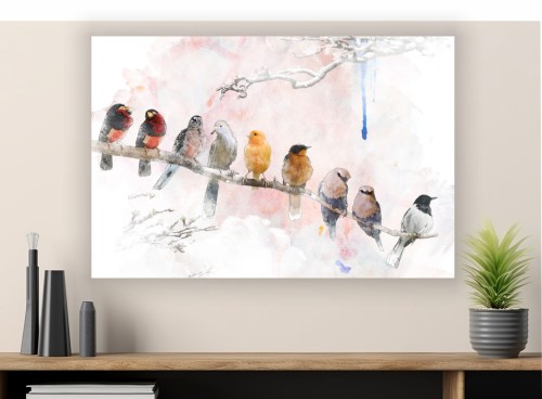 Obraz na płótnie canvas PTAKI PTASZKI MALOWANE