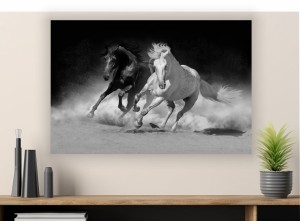 Obraz  KONIE GALOP na płótnie canvas obraz czarno biały