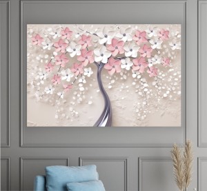 Obraz 3D ABSTRAKCJA na płótnie canvas drzewo róż różowe 
