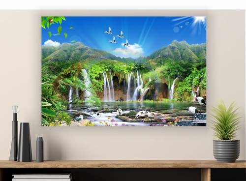 Obraz OAZA SPOKOJU na płótnie canvas wodospad PRZYRODA NATURA 