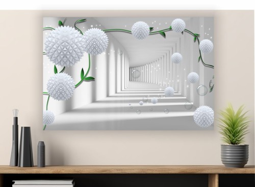 obraz na płótnie canvas tunel kwiaty kule