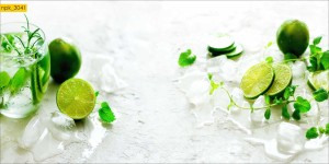 NAKLEJKI DO KUCHNI NA ŚCIANĘ LAMINAT Limonka Lód Woda