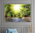 obraz na płótnie canvas SŁOŃCE LAS WODA