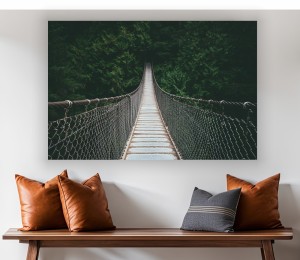 Obraz MOST WISZĄCY W LESIE  canvas na płótnie DO SYPIALNI