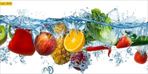 NAKLEJKI DO KUCHNI NA ŚCIANĘ LAMINAT Owoce Warzywa pod Wodą