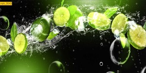 NAKLEJKI DO KUCHNI NA ŚCIANĘ LAMINAT Limonka Mięta w Wodzię